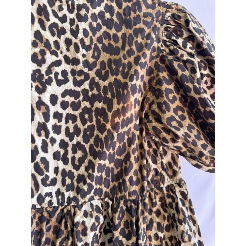 GANNI Multicolored Printed Cotton Tie String Mini Dress Size 1 discoloration - Picture 9 of 9